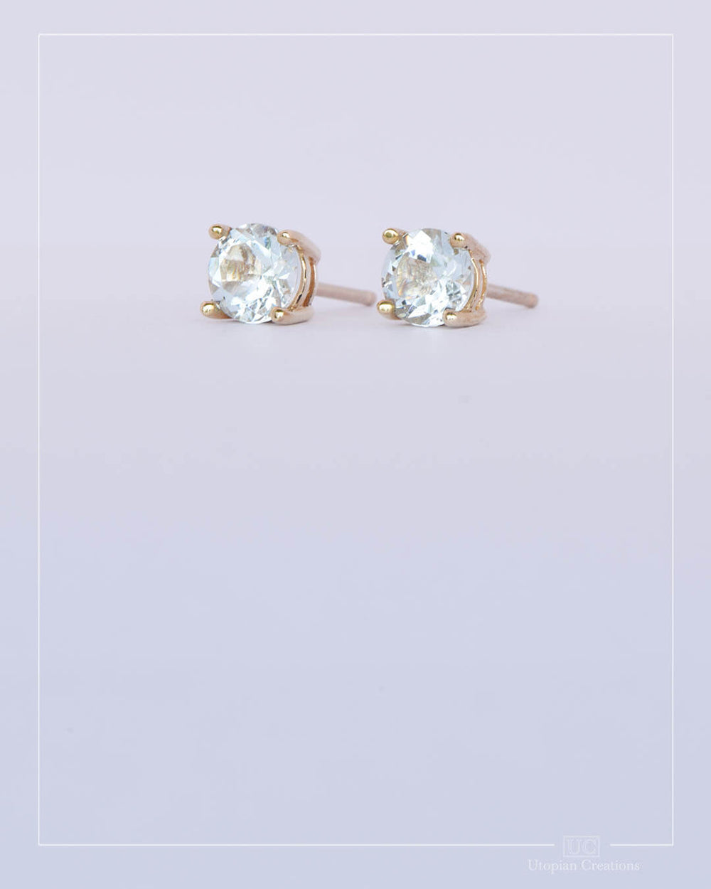 Australian Aquamarine Stud Earrings - Yellow Gold - 1ct