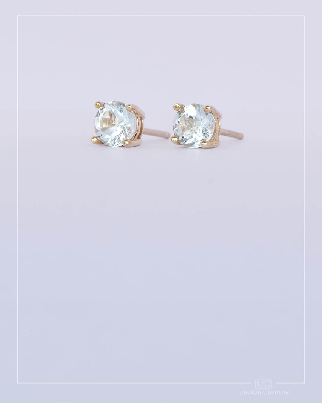 Australian Aquamarine Stud Earrings - Yellow Gold - 1ct