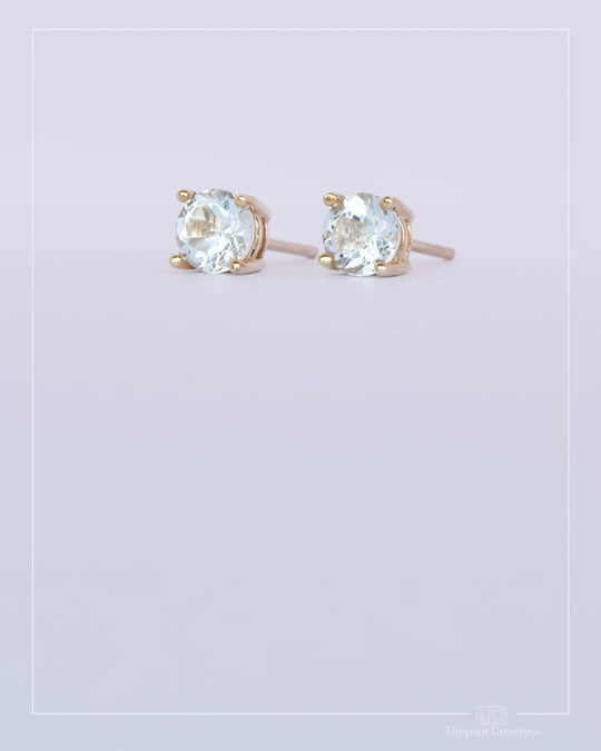 Australian Aquamarine Stud Earrings - Yellow Gold - 1ct