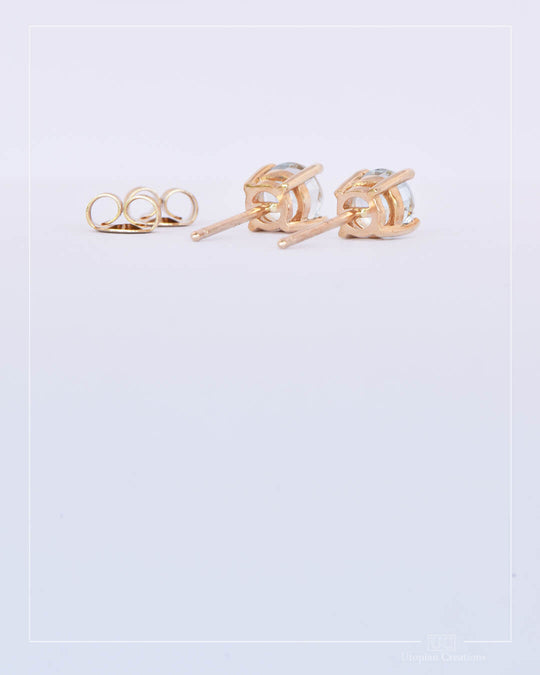 Australian Aquamarine Stud Earrings - Yellow Gold - 1ct