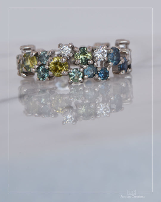 Dorothy - Australian Sapphire &amp; Argyle Diamond Ring - White gold