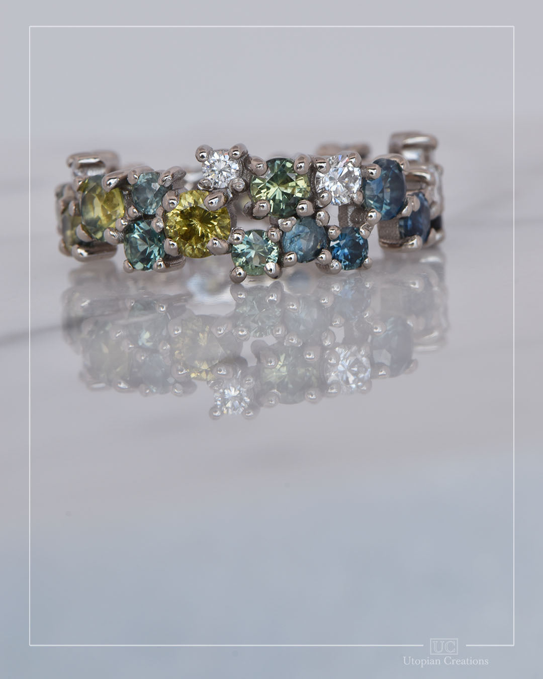 Dorothy - Australian Sapphire & Argyle Diamond Ring - White gold
