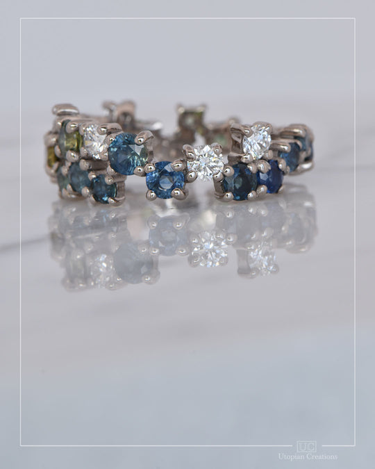 Dorothy - Australian Sapphire &amp; Argyle Diamond Ring - White gold