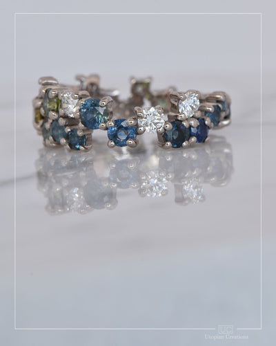 Dorothy - Australian Sapphire & Argyle Diamond Ring - White gold