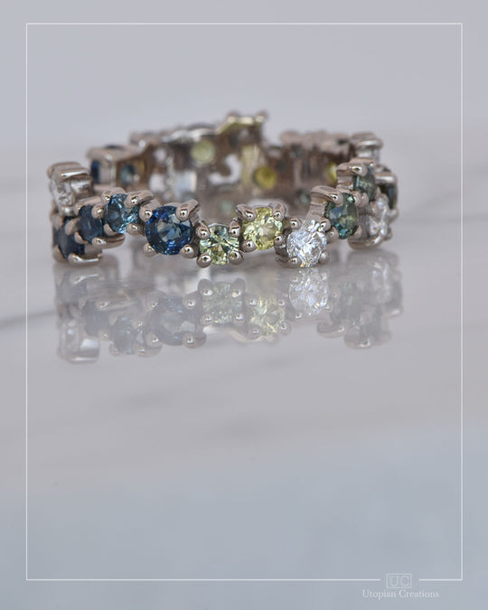 Dorothy - Australian Sapphire &amp; Argyle Diamond Ring - White gold
