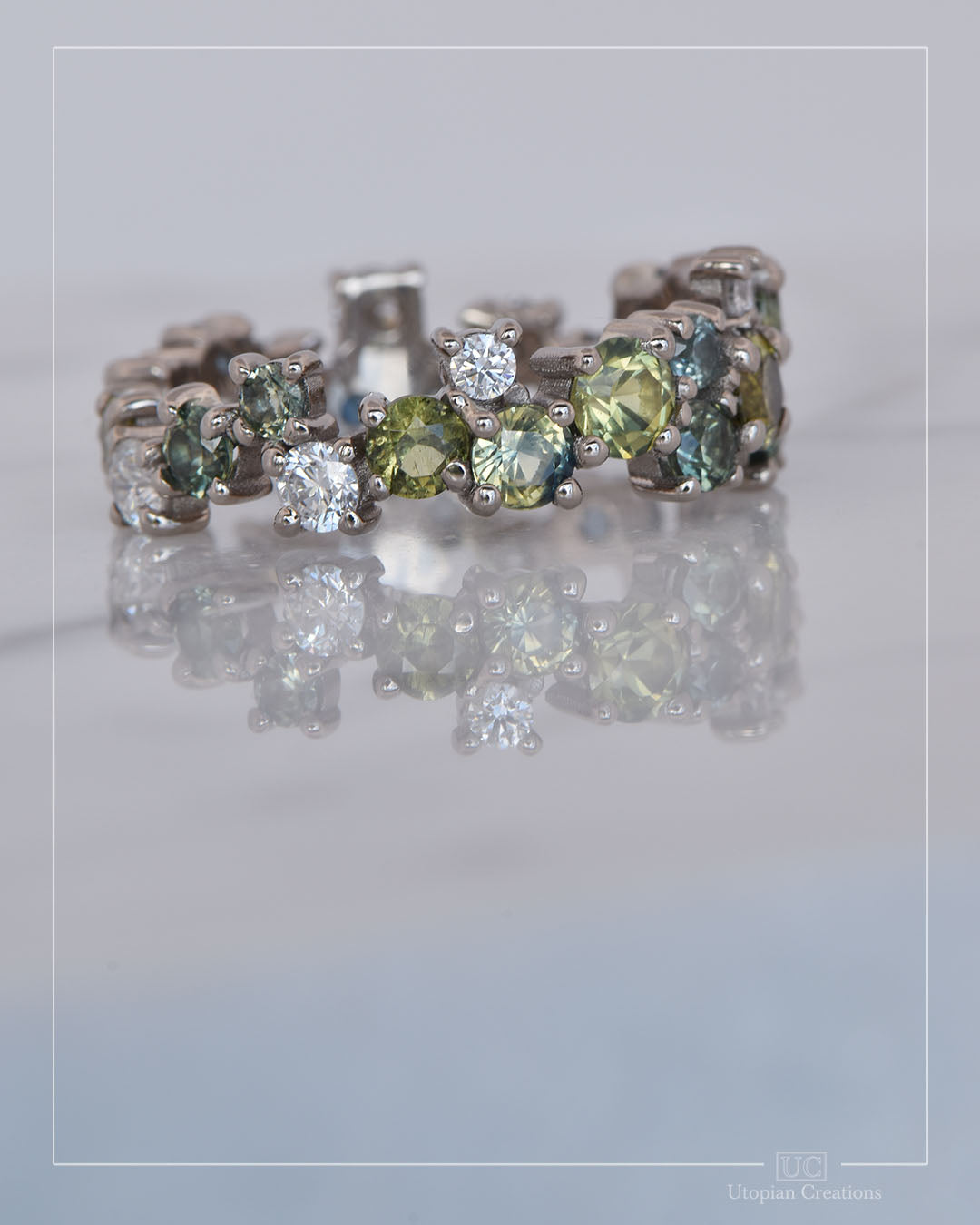 Dorothy - Australian Sapphire &amp; Argyle Diamond Ring - White gold