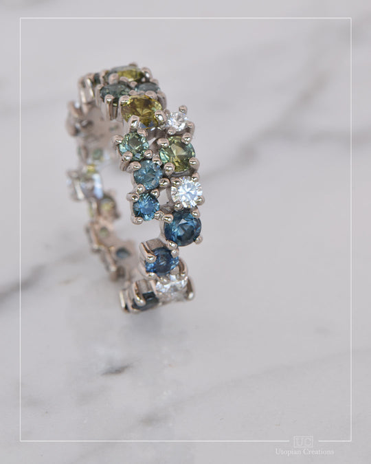 Dorothy - Australian Sapphire &amp; Argyle Diamond Ring - White gold
