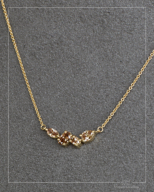 Aurora Necklace - Australian Argyle Champagne Diamonds - 18k Yellow Gold