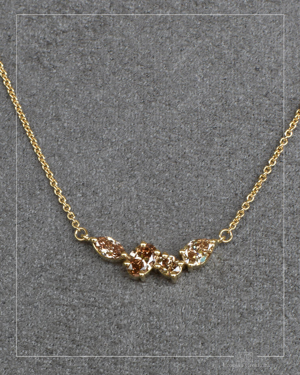 Aurora Necklace - Australian Argyle Champagne Diamonds - 18k Yellow Gold