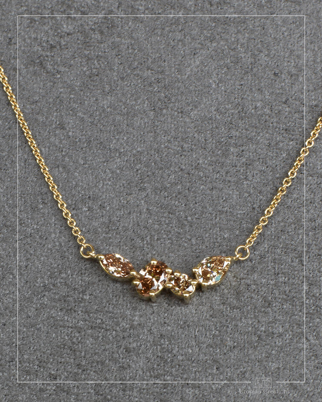 Aurora Necklace - Australian Argyle Champagne Diamonds - 18k Yellow Gold