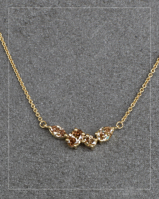 Aurora Necklace - Australian Argyle Champagne Diamonds - 18k Yellow Gold