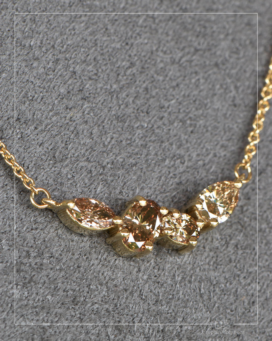 Aurora Necklace - Australian Argyle Champagne Diamonds - 18k Yellow Gold