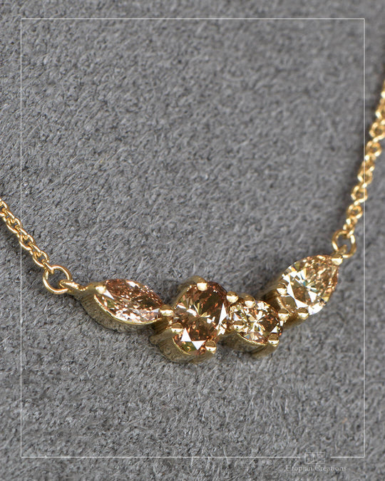 Aurora Necklace - Australian Argyle Champagne Diamonds - 18k Yellow Gold
