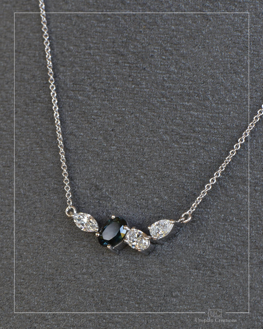 Aurora Necklace - Australian Sapphire & Lab Diamond - 9k White Gold