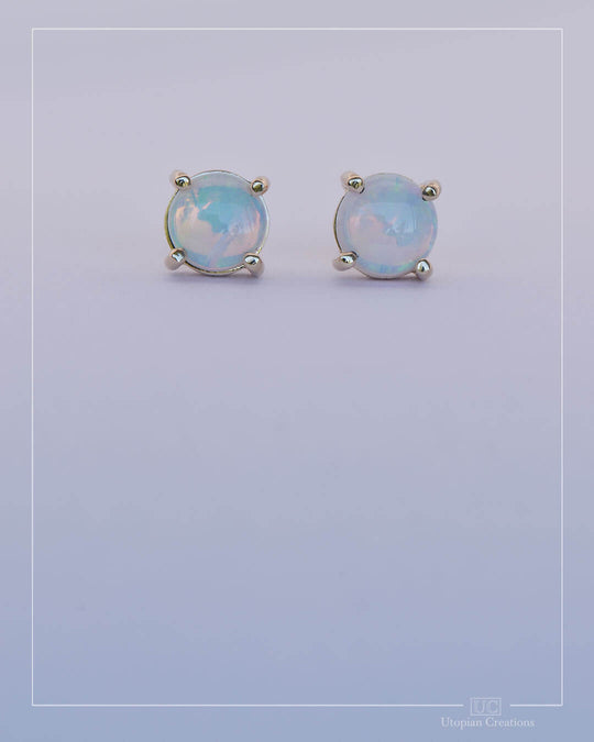 Australian Opal Stud Earrings - Yellow Gold