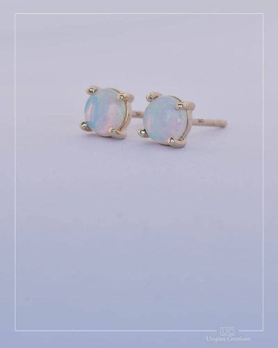 Australian Opal Stud Earrings - Yellow Gold