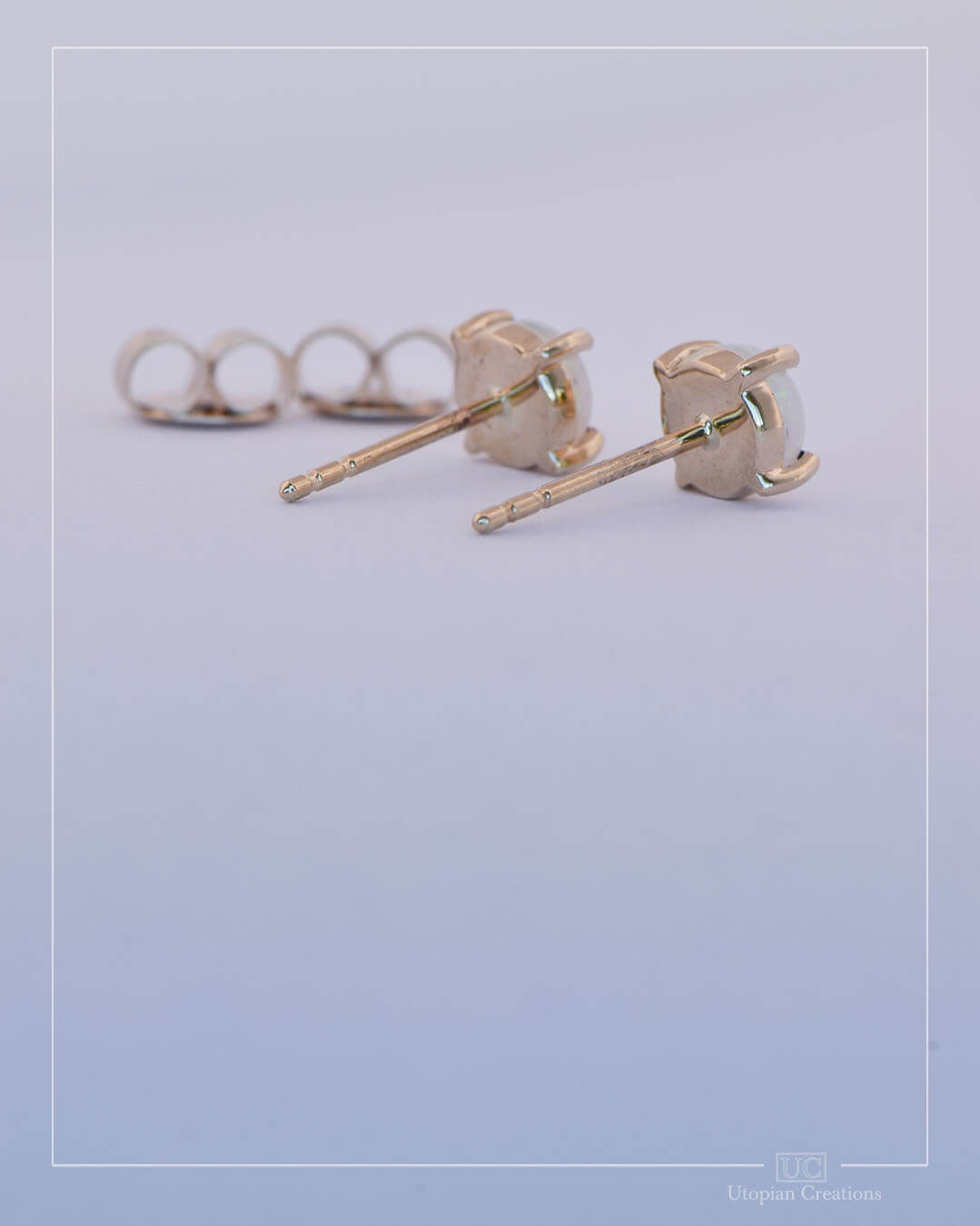 Australian Opal Stud Earrings - Yellow Gold