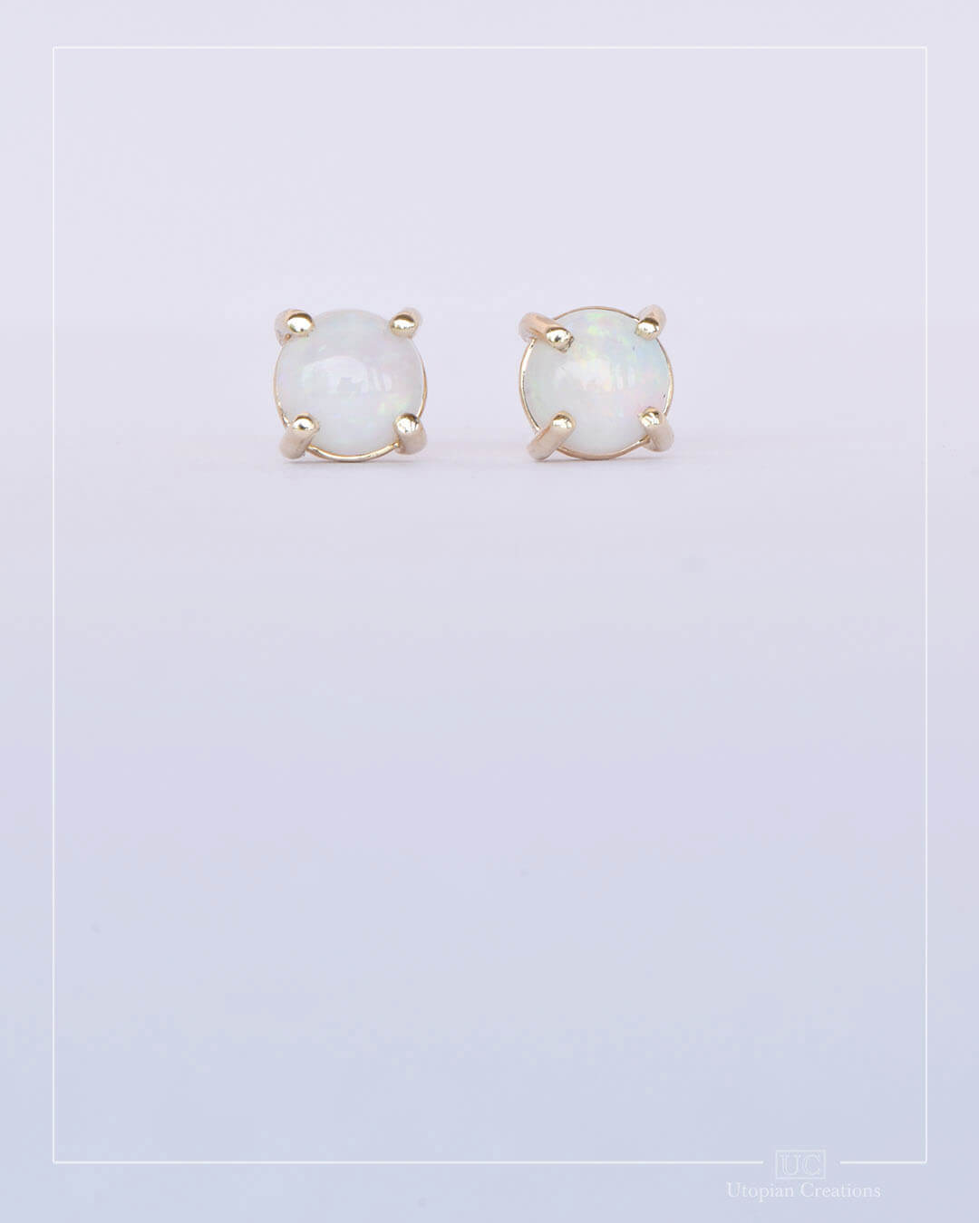 Australian Opal Stud Earrings - Yellow Gold