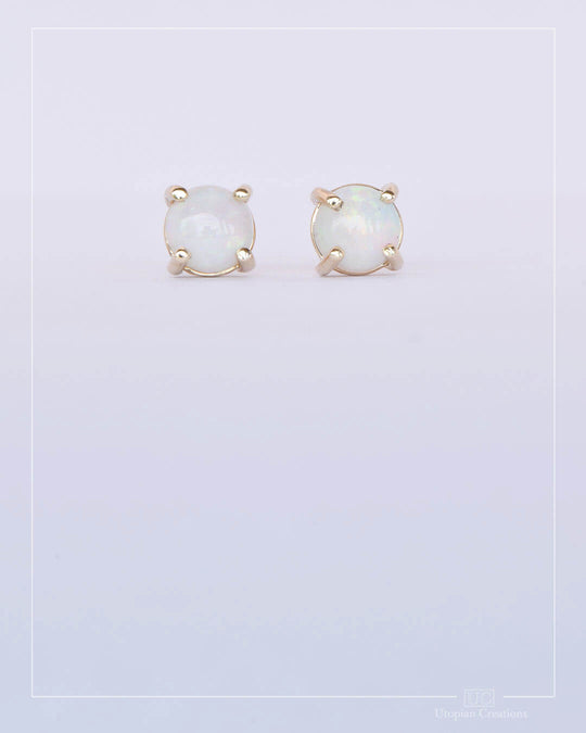 Australian Opal Stud Earrings - Yellow Gold