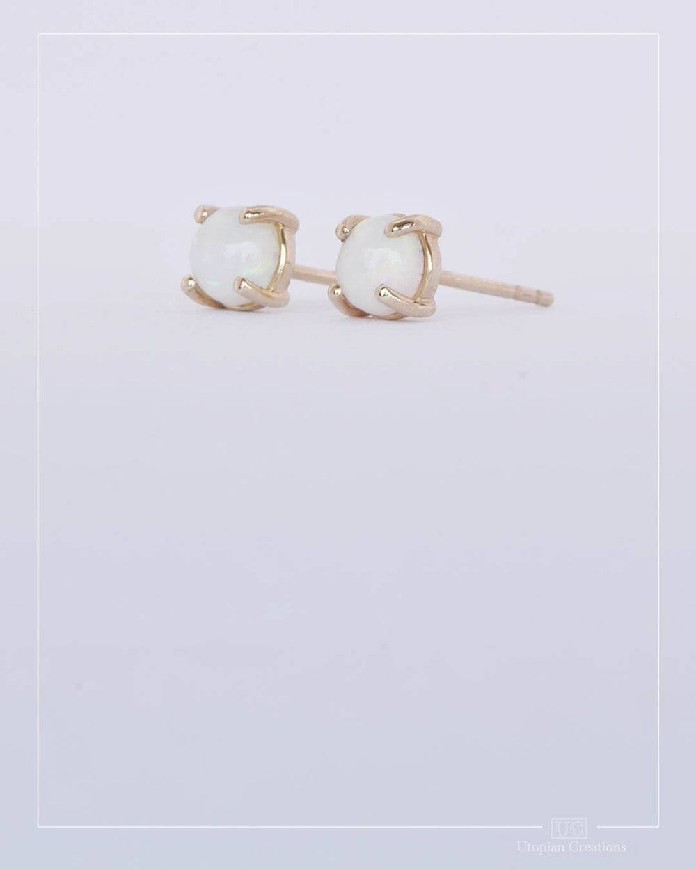 Australian Opal Stud Earrings - Yellow Gold