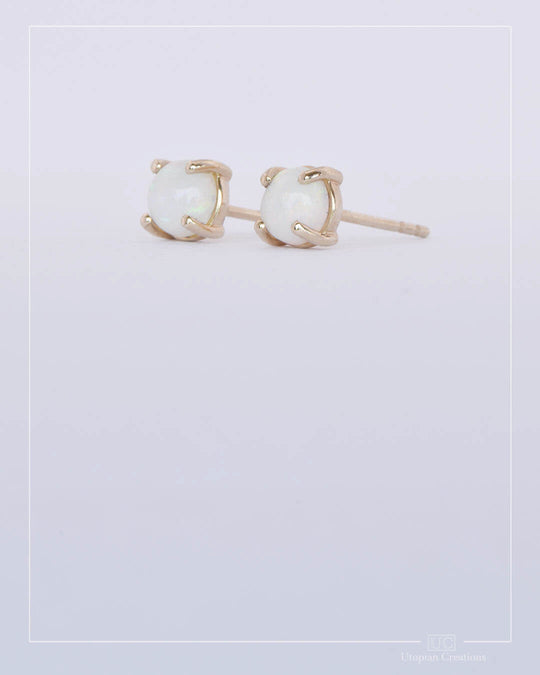 Australian Opal Stud Earrings - Yellow Gold