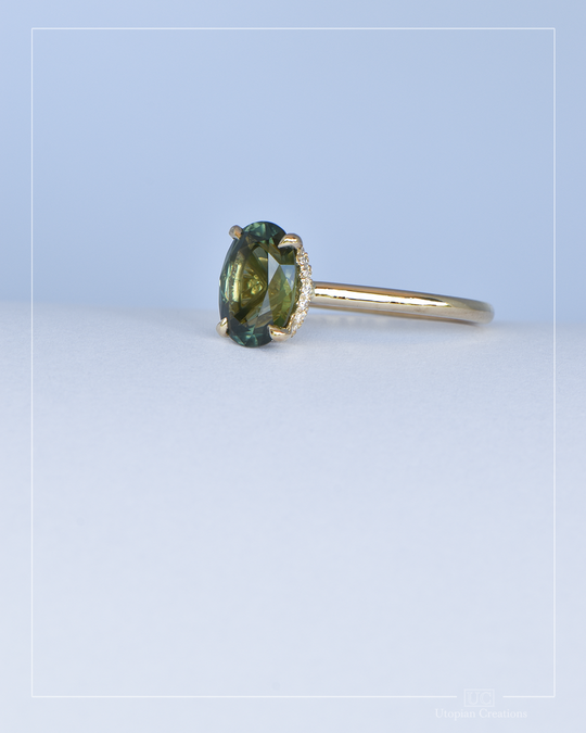 Green Sapphire, Hidden Halo - Nova Collection