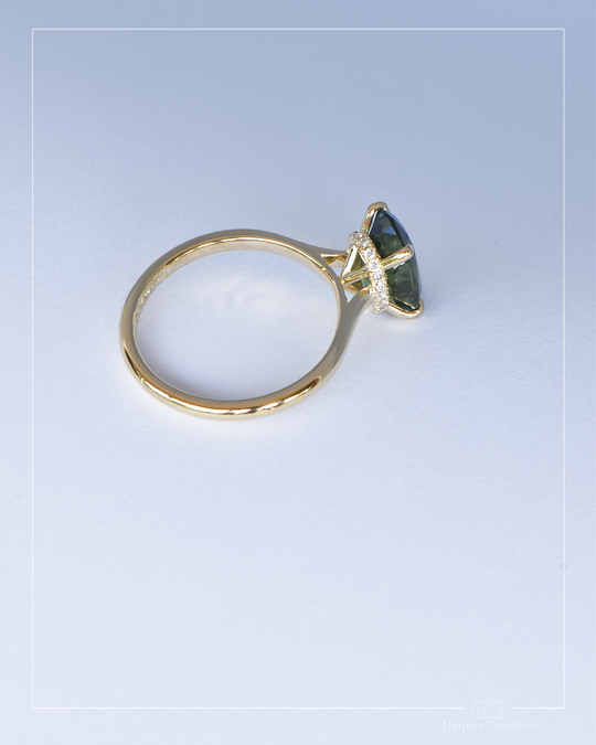 Green Sapphire, Hidden Halo - Nova Collection