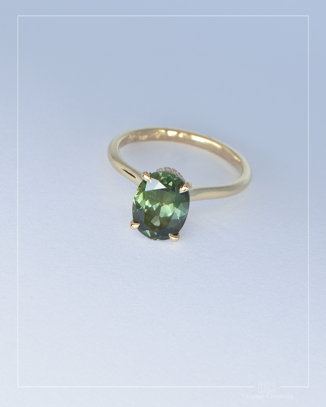 Green Sapphire, Hidden Halo - Nova Collection