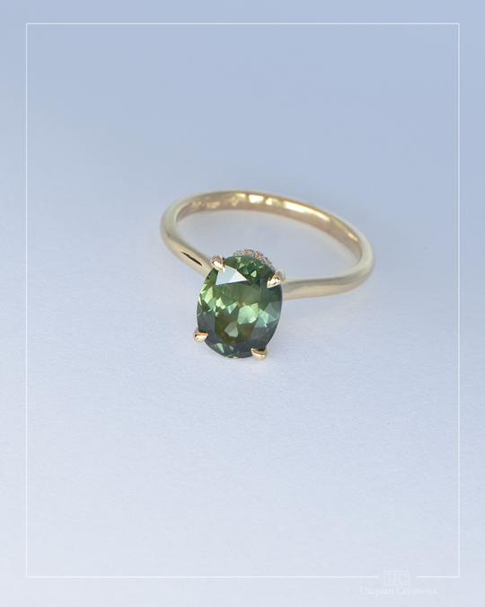 Green Sapphire, Hidden Halo - Nova Collection