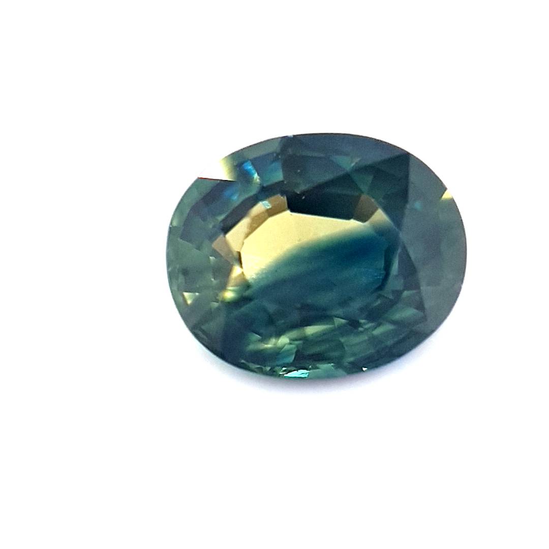 1.23ct Australian Sapphire, Parti, Blue, Yellow, Teal - Oval