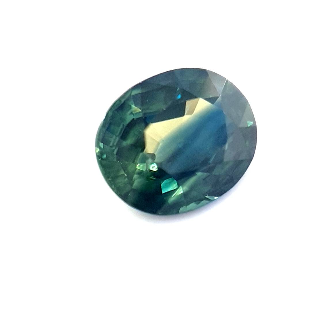 1.23ct Australian Sapphire, Parti, Blue, Yellow, Teal - Oval