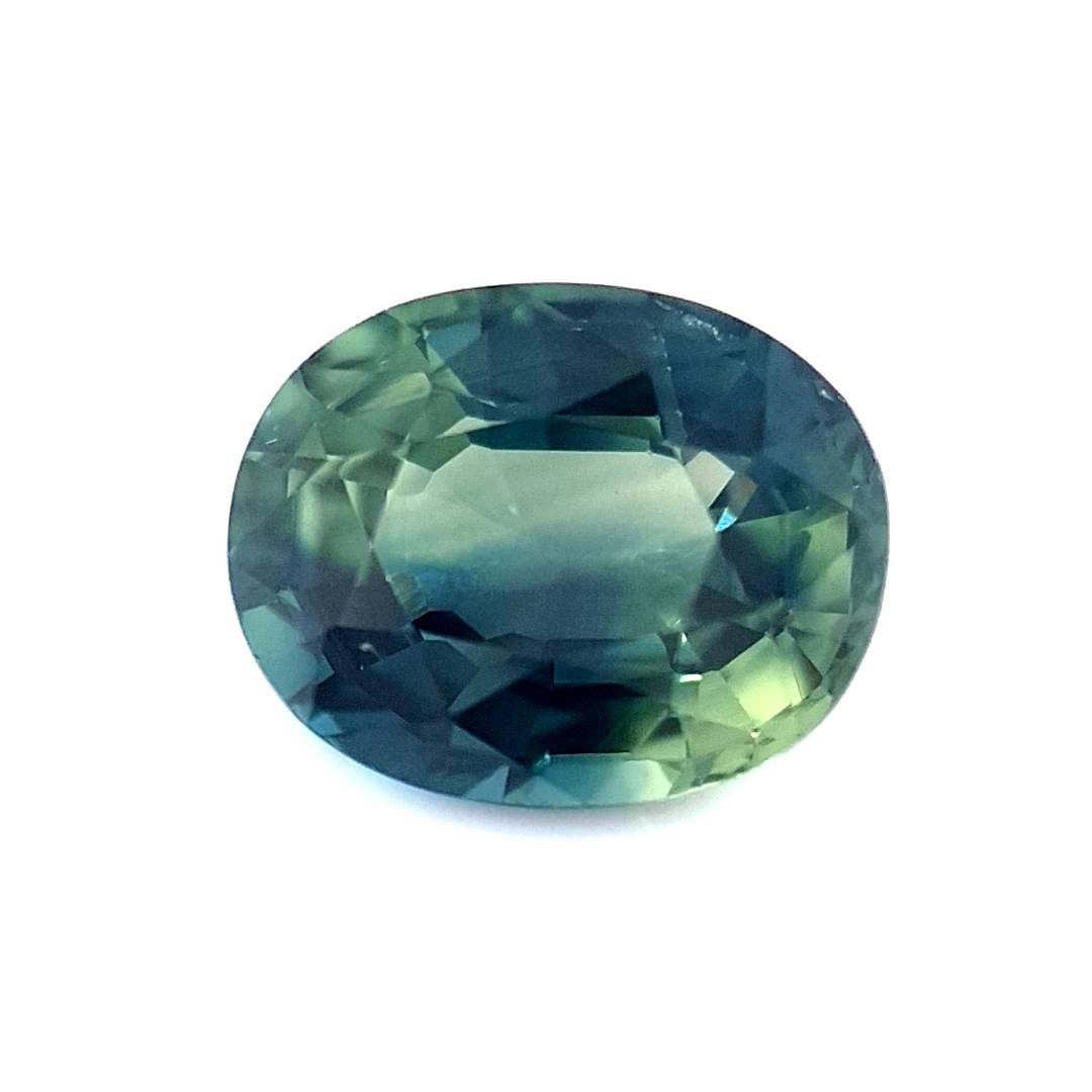 1.47ct Australian Sapphire, Parti, Teal, Blue, Green, Yellow - Oval