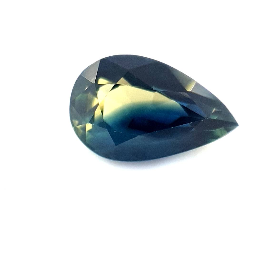 1.33ct Australian Sapphire, Parti, Yellow, Blue, Teal - Pear