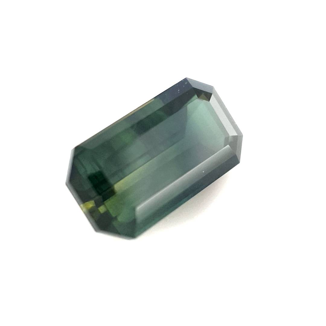 2.30ct Australian Sapphire, Parti, Green, Blue, Yellow, Teal - Emerald Cut