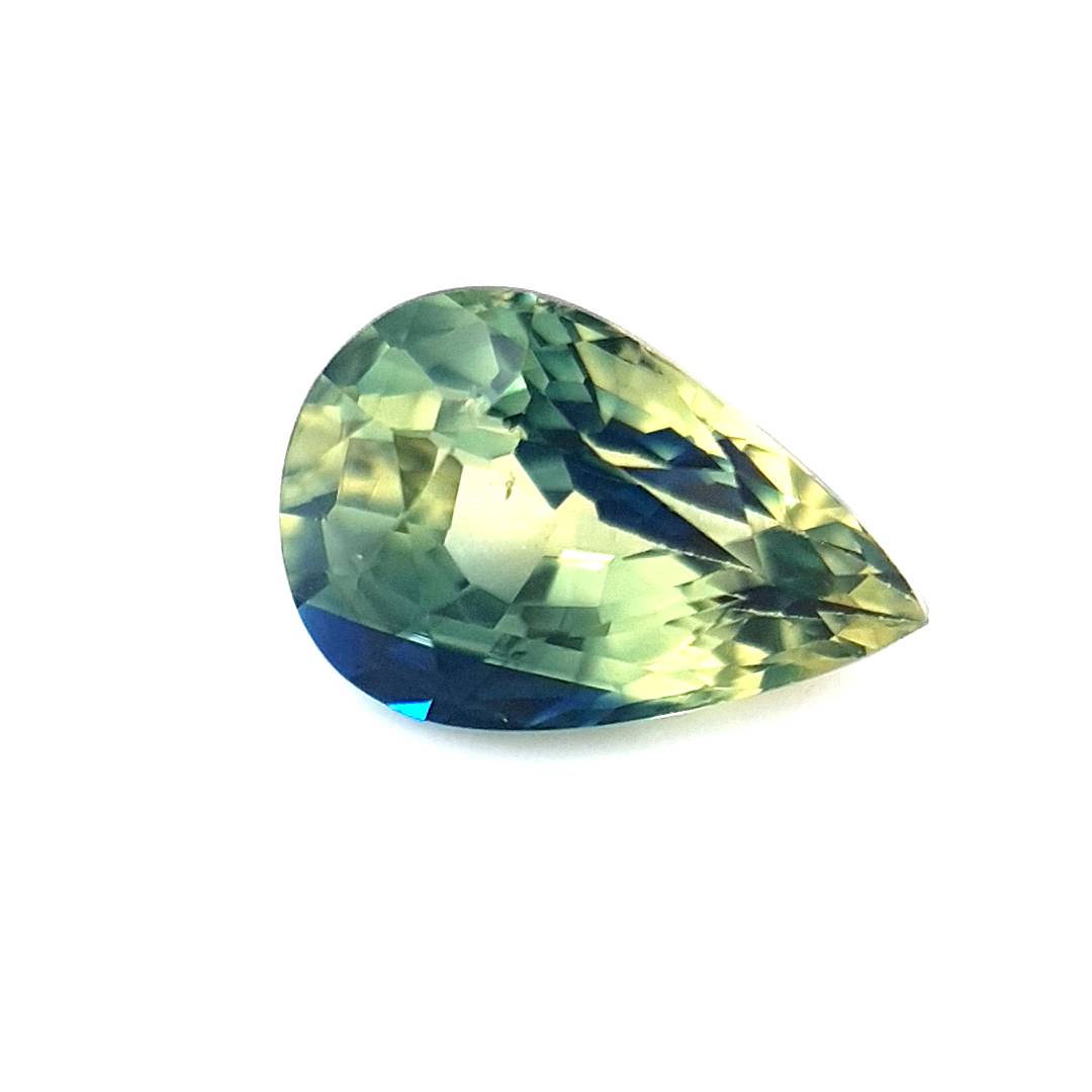 1.39ct Australian Sapphire, Parti, Yellow, Blue, Teal, Green - Pear
