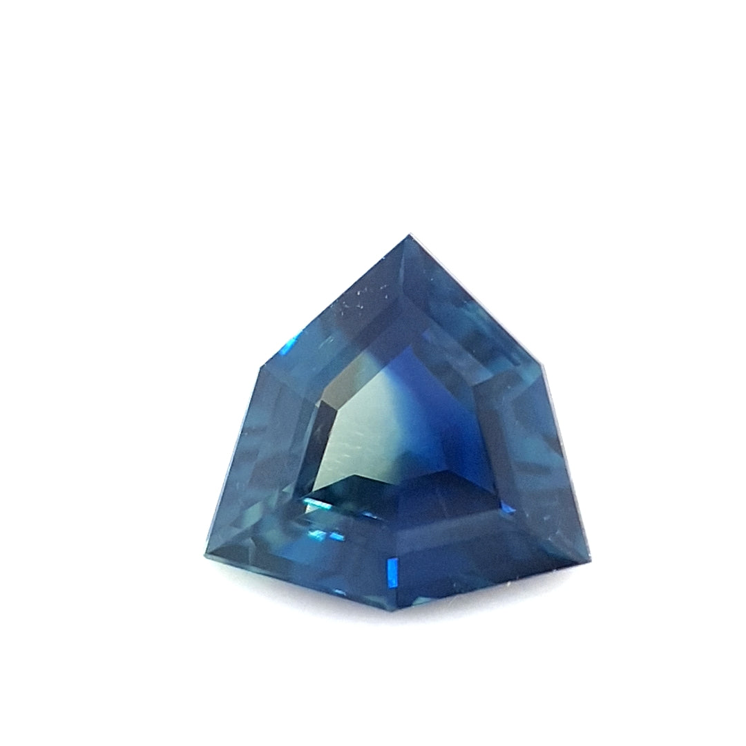 0.66ct Australian Sapphire, Parti, Blue, Yellow, Teal - Modified Trillion
