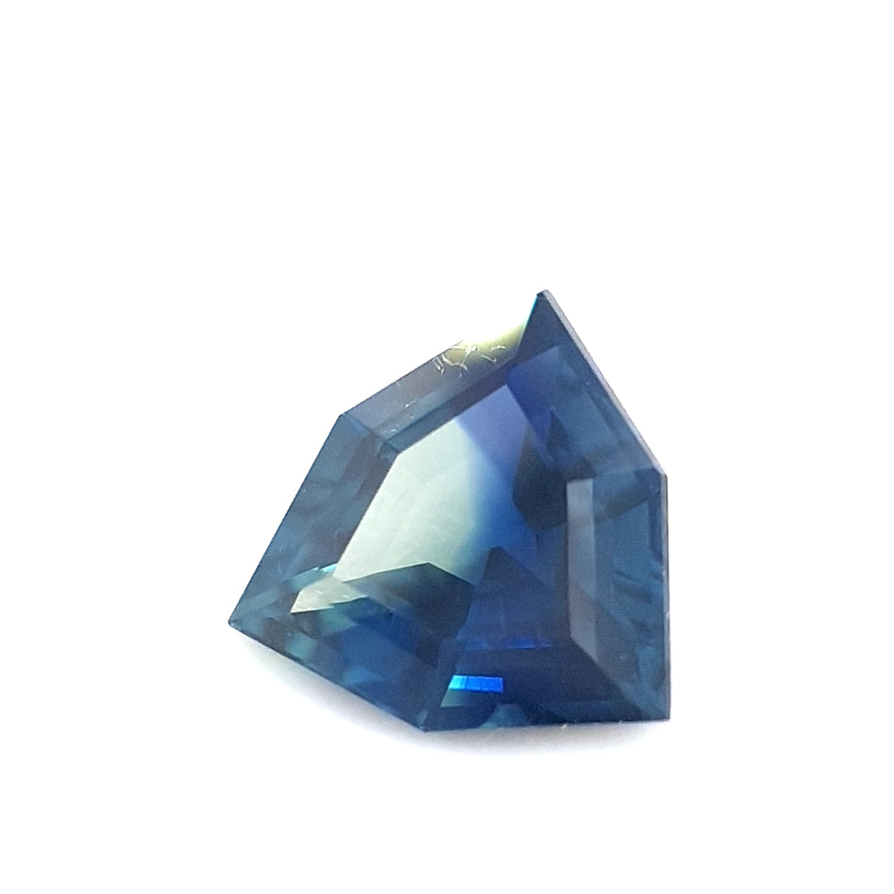 0.66ct Australian Sapphire, Parti, Blue, Yellow, Teal - Modified Trillion