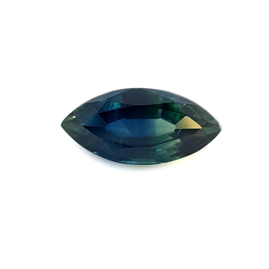 0.60ct Australian Sapphire, Parti, Blue, Teal, Yellow - Marquise