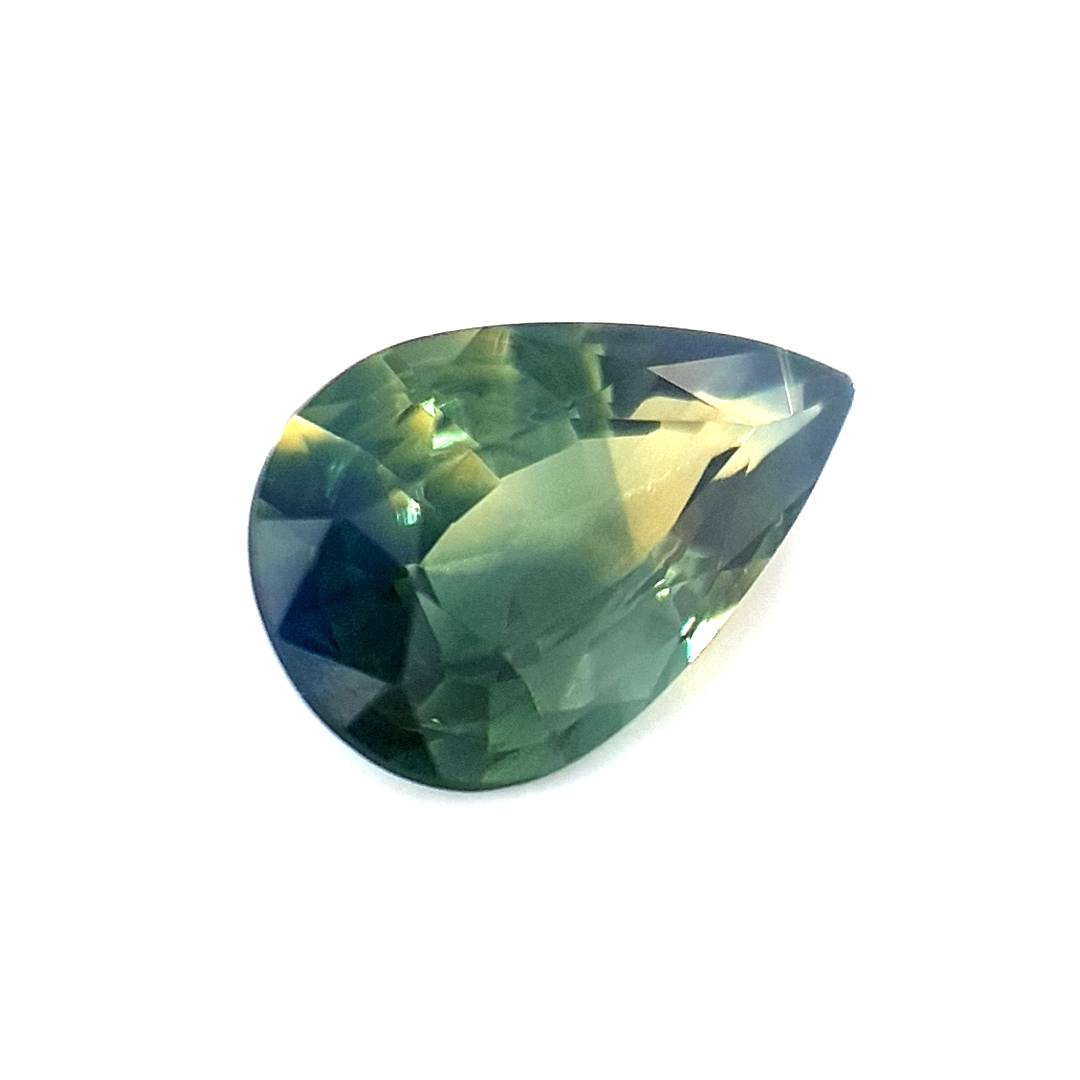 1.15ct Australian Sapphire, Parti, Blue, Teal, Yellow - Pear