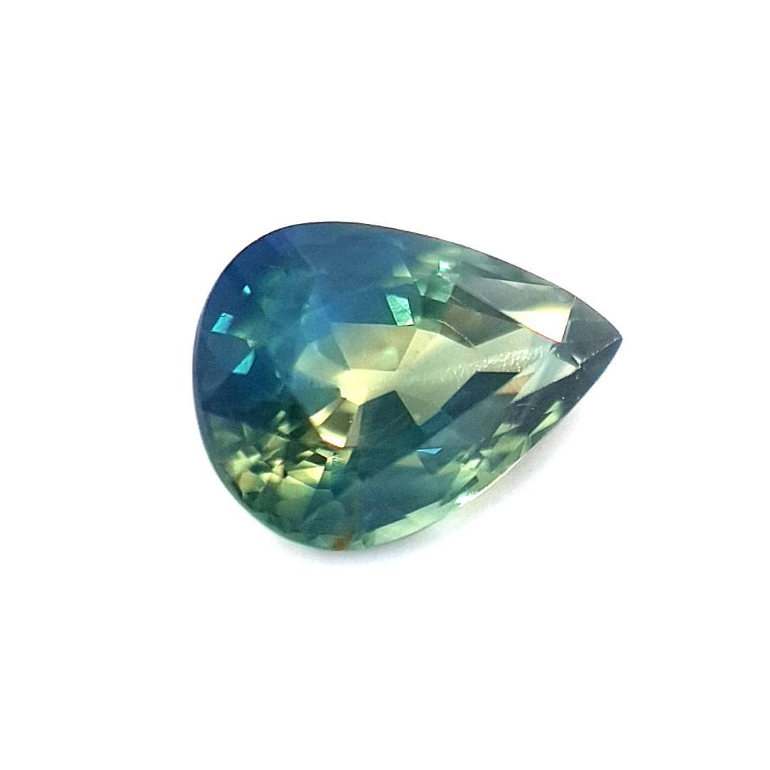 1.29ct Australian Sapphire, Parti, Blue, Teal, Yellow - Pear