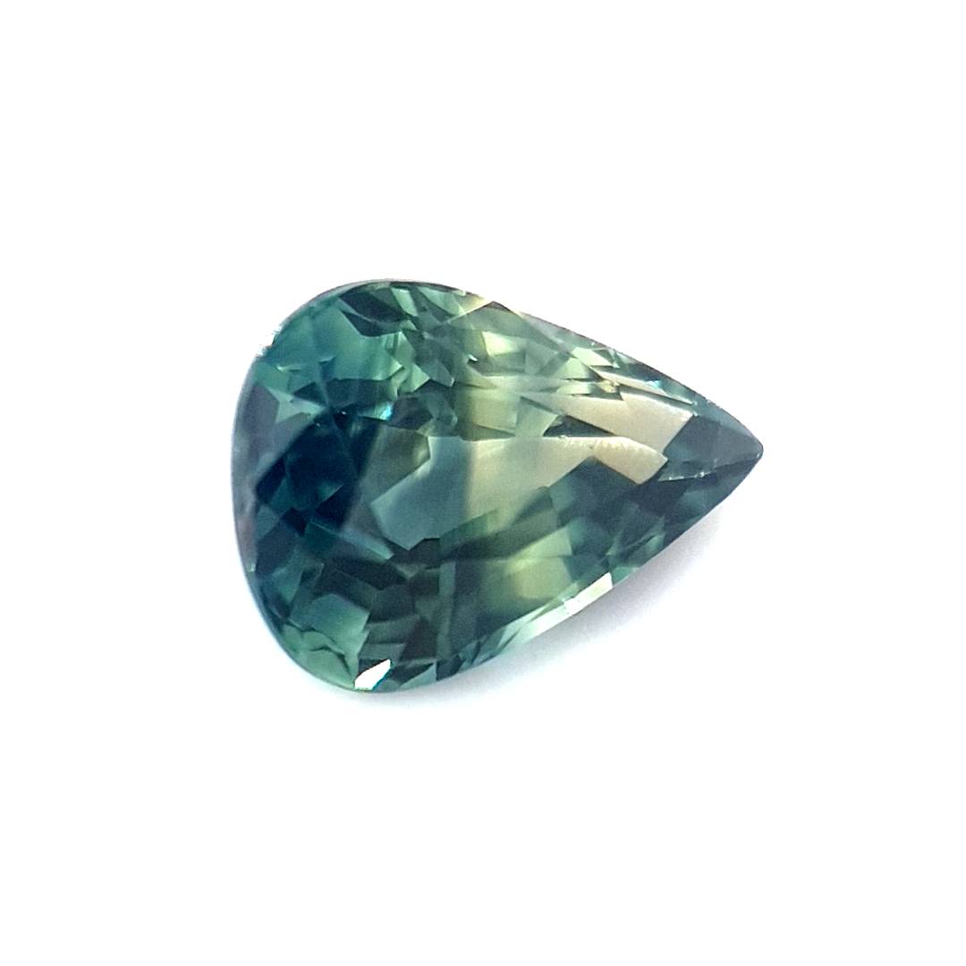 1.38ct Australian Sapphire, Parti, Blue, Teal, Yellow - Pear