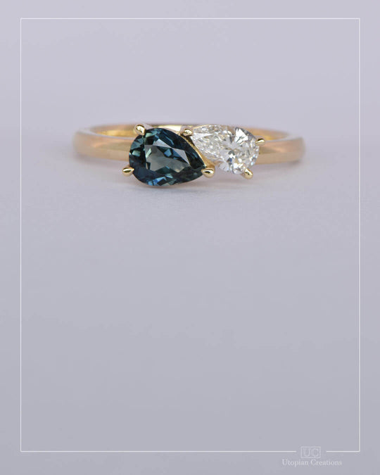 Avery - Australian Sapphire and Lab Diamond Toi et Moi Ring