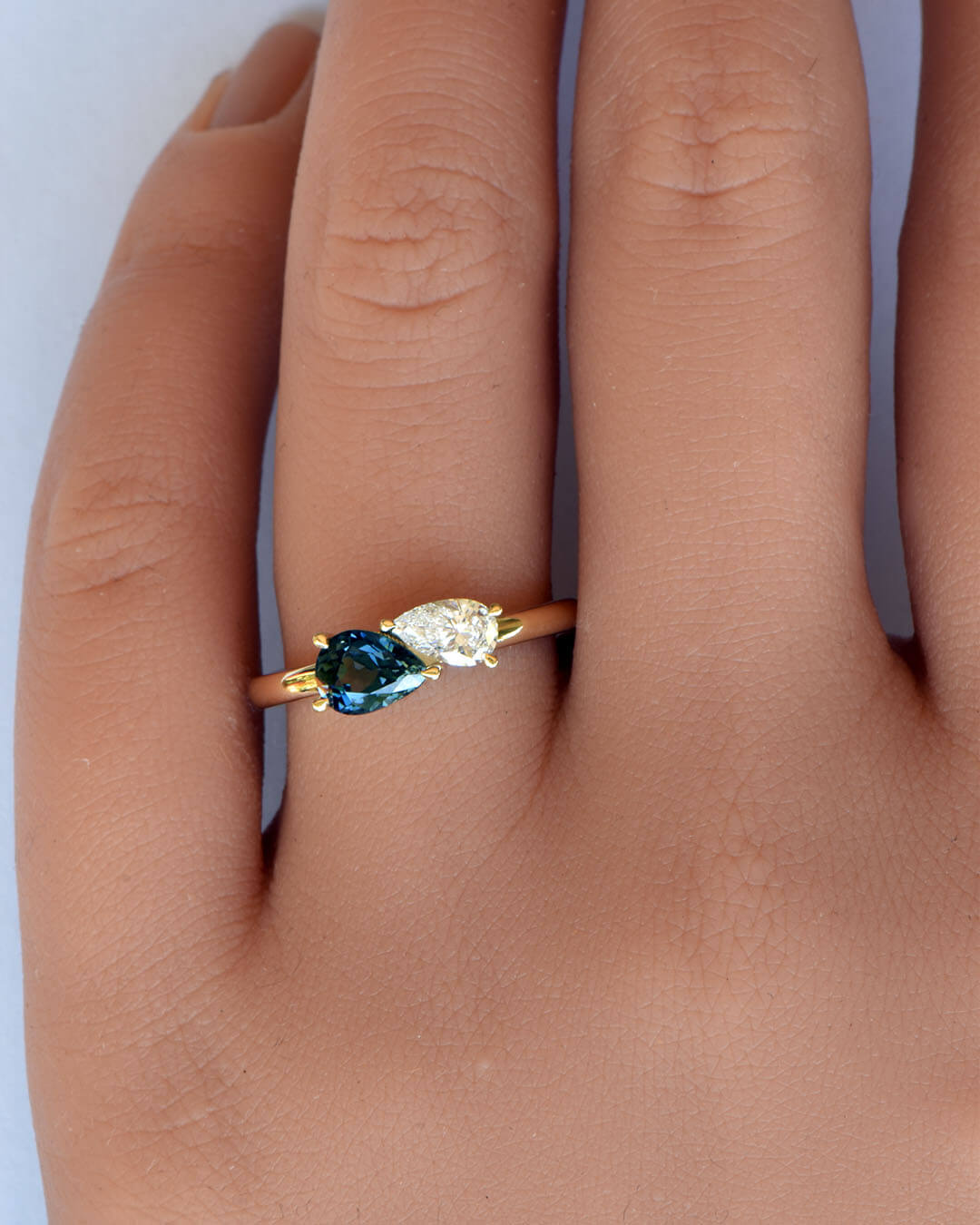 Avery - Australian Sapphire and Lab Diamond Toi et Moi Ring