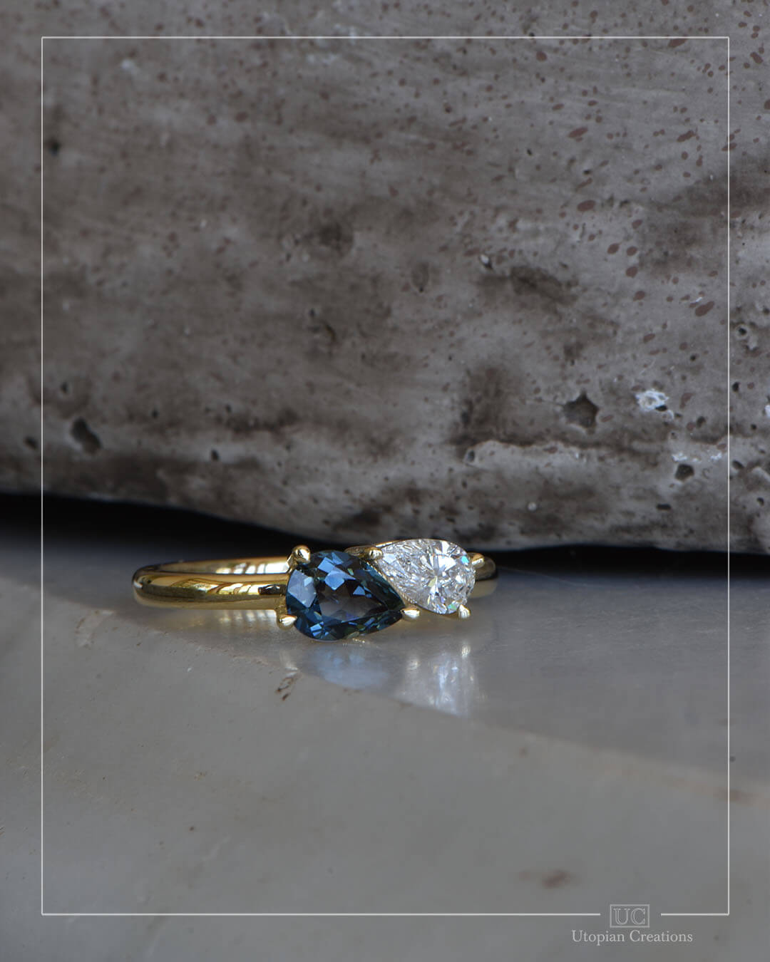 Avery - Australian Sapphire and Lab Diamond Toi et Moi Ring