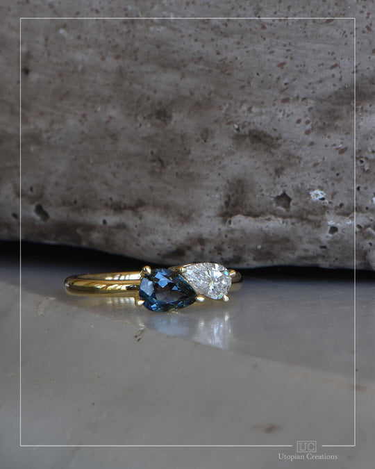Avery - Australian Sapphire and Lab Diamond Toi et Moi Ring