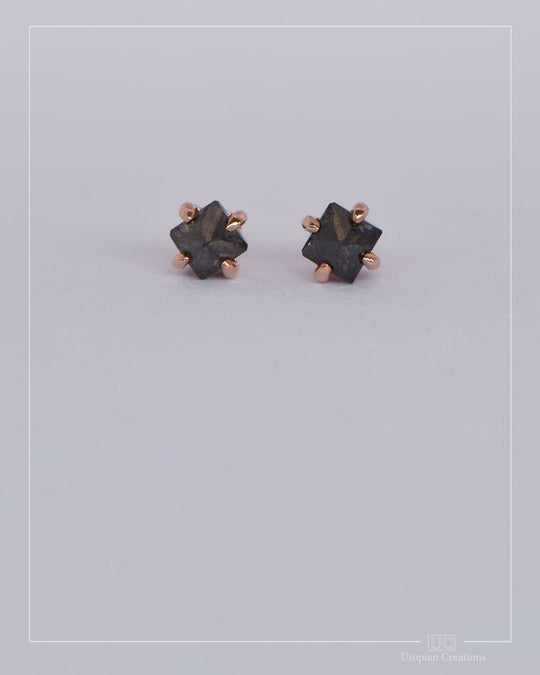 Black Diamond Earrings Rose Gold - 0.82ct