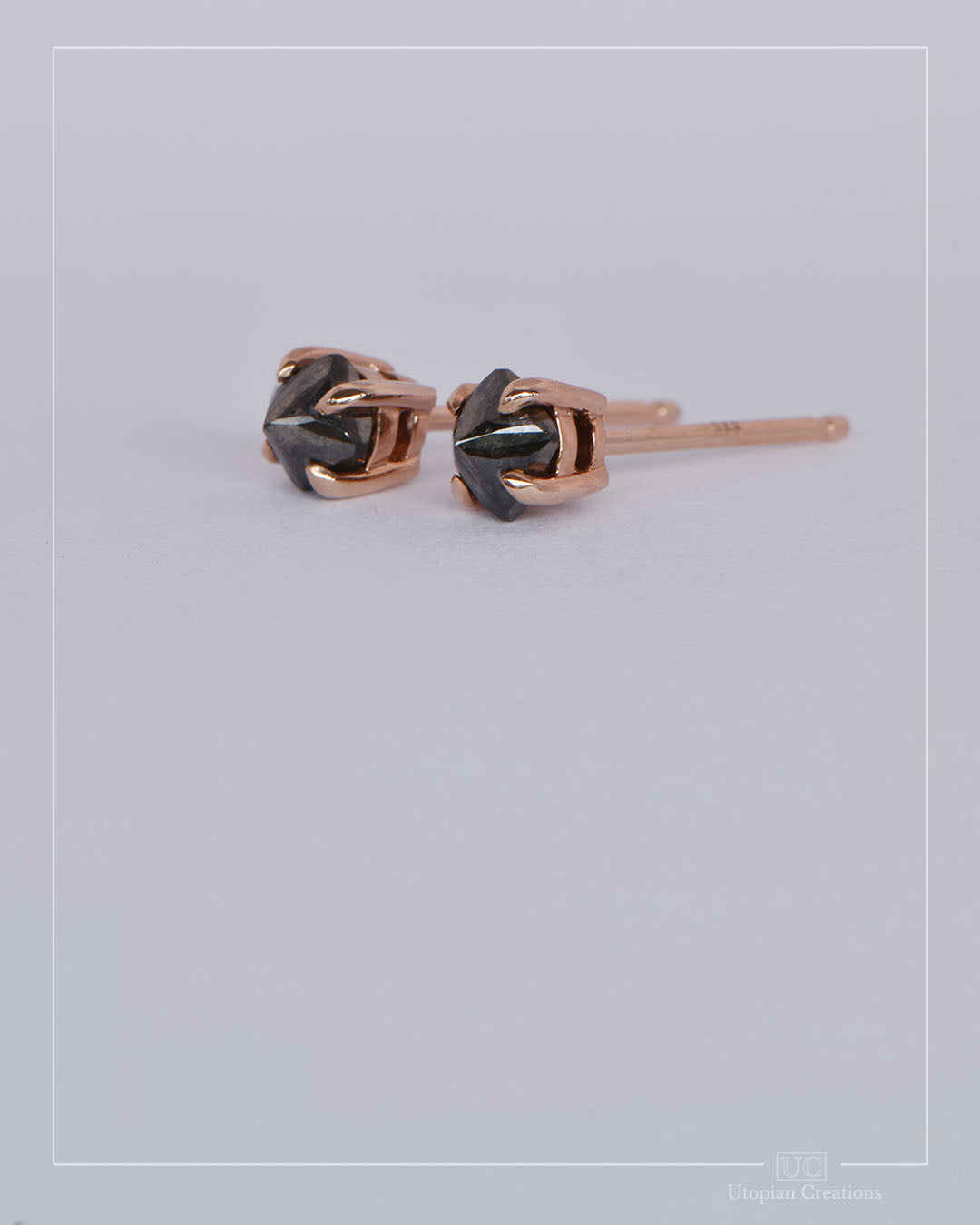 Black Diamond Earrings Rose Gold - 0.82ct