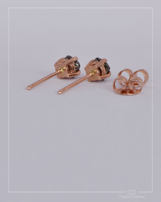 Black Diamond Earrings Rose Gold - 0.82ct
