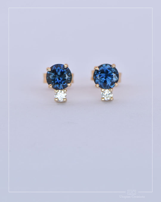 Blue Australian Sapphire and diamond earrings