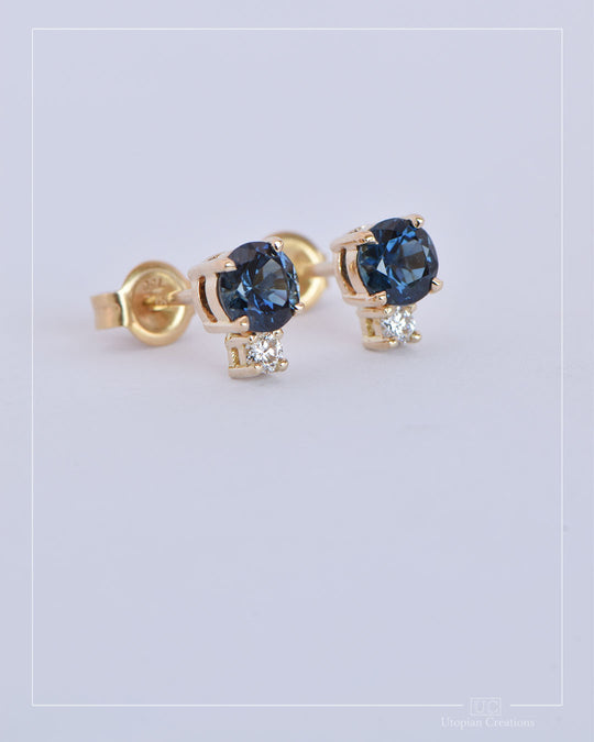 Blue Australian Sapphire and diamond earrings